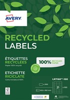 Etiket Avery LR7160-100 63.5x38.1mm recycled wit 2100 stuks