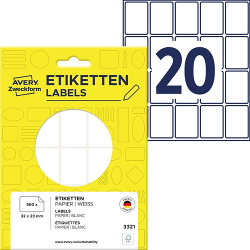 Etiket Avery 3321 32x23mm wit 560 stuks-2