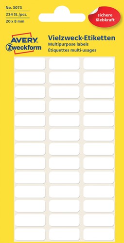 Etiket Avery 3073 20x8mm wit 234 stuks