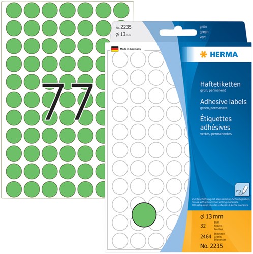 Etiket HERMA 2235 rond 13mm groen 2464 stuks-2