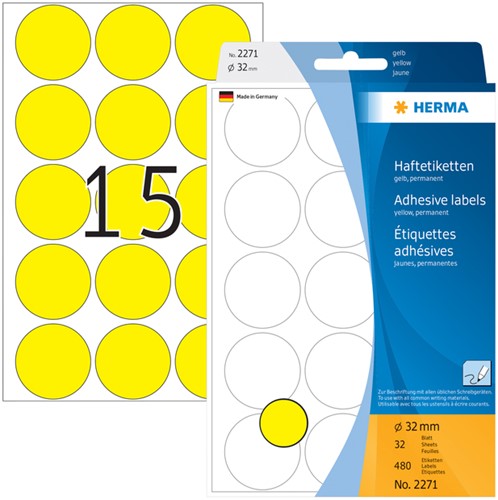 Etiket HERMA 2271 rond 32mm geel 480 stuks-3