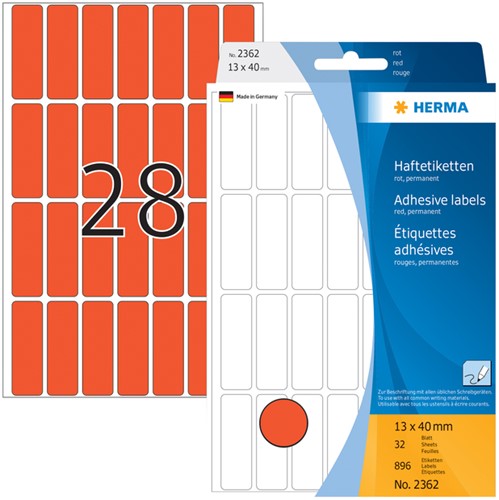 Etiket HERMA 2362 13x40mm rood 896 stuks-3