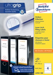 Rugetiket Avery breed 61x192mm zelfklevend wit 100 vel