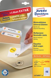 Etiket Avery L4736REV-25 45.7x21.2mm wit 1200 stuks