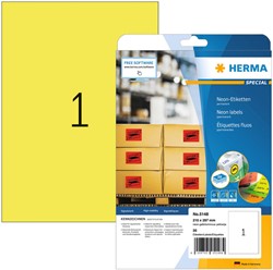 Etiket HERMA 5148 210x297mm A4 fluor geel 20 stuks