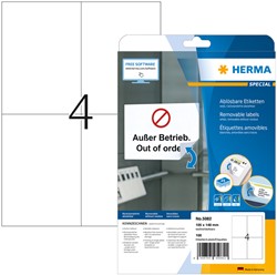 Etiket HERMA 5082 105x148mm A6 verwijderbaar wit 100 stuks