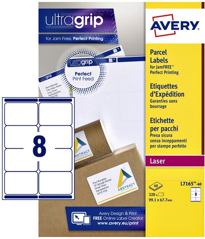 Etiket Avery L7165-40 99.1x67.7mm wit 320 etiketten