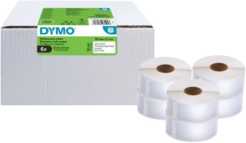 Etiket Dymo LabelWriter multifunctioneel 32x57mm 6 rollen á 1000 stuks wit