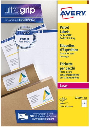 Etiket Avery L7169-250 99.1x139mm wit 1000 stuks