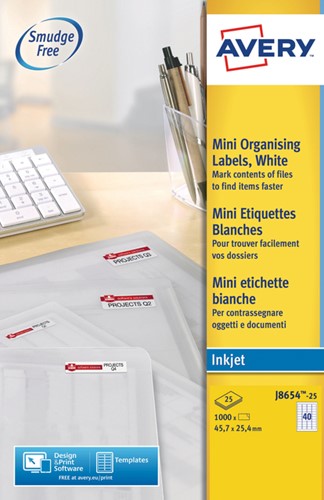Etiket Avery J8654-25 45.7x25.4mm wit 1000 stuks