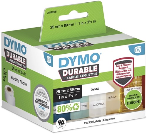 Etiket Dymo LabelWriter industrieel 25x89mm 2 rollen á 350 stuks wit