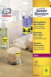 Etiket Avery L7263Y-25 99.1x38.1mm neon geel 350 stuks