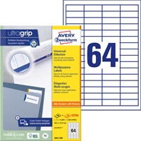 Etiket Avery 3667-200 48.5x16.9mm wit 12800 stuks-2