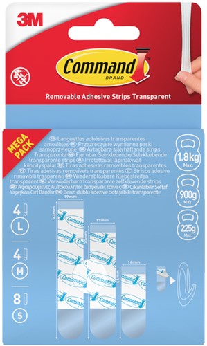 Bevestigingsstrip Command 16 stuks transparant