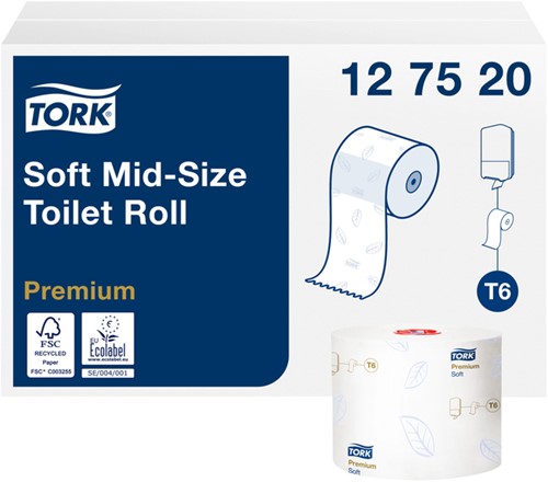 Toiletpapier Tork T6 Premium systeemrol 2-laags 90m wit 127520