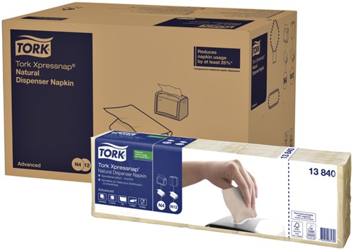 Servet Tork N4 Xpressnap Advanced 1/4 vouw 1-laags 213x330mm 1125 vel naturel 13840-2