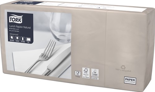 Lunchservet Tork Advanced 1/8 vouw 2-laags 328x325mm 200 vel naturel 477351-2