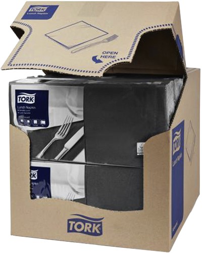 Lunchservet Tork Advanced 1/4 vouw 2-laags 328x325mm 200 vel zwart 477148-2