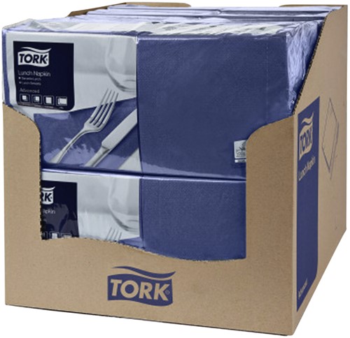 Lunchservet Tork Advanced 1/4 vouw 2-laags 328x325mm 200 vel donkerblauw 477215-3