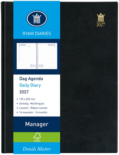 Agenda 2027 Ryam Manager Mundior 1dag/1pagina zwart