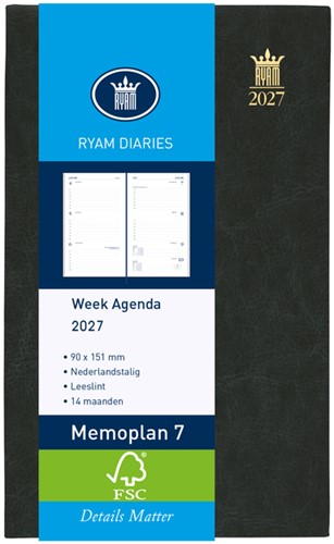 Agenda 2027 Ryam Memoplan 7 Mundior 7dagen/2pagina's zwart