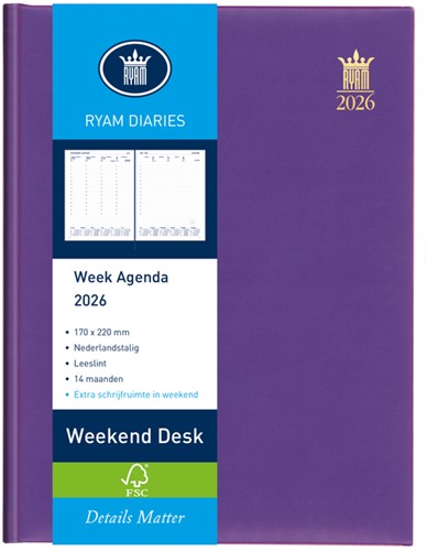 Agenda 2026 Ryam Weekplan Weekend Desk Lazio 7dagen/2pagina's assorti-3