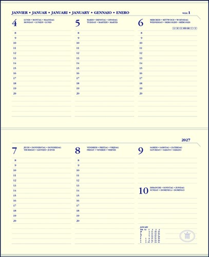 Agendavulling 2027 Ryam Memoplan 7 Compact 7 dagen/2pagina's landscape crème