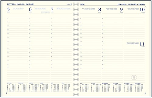 Agenda 2027 Ryam Executive Nappa 7dagen/2pagina's ringplastic zwart-2