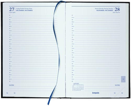 Agenda 2027 Brepols Saturnus Luxe 1dag/1pagina bordeaux-2