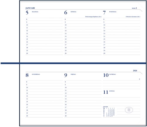 Agenda 2027 Ryam Memoplan 7 Mundior 7dagen/2pagina's landscape zwart-2