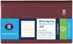 Agenda 2027 Ryam Compact Suprema 7dagen/2pagina's ringplastic bordeaux
