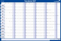 Jaarplanner 2027 Legamaster 90x60cm horizontaal gelamineerd en oprolbaar Engelstalig