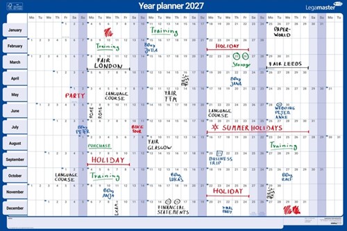Jaarplanner 2027 Legamaster 90x60cm horizontaal gelamineerd en oprolbaar Engelstalig-3