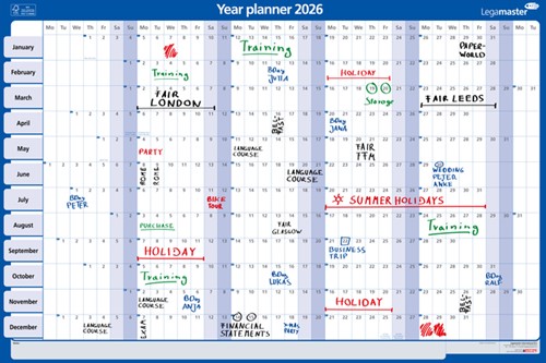 Jaarplanner 2026 Legamaster 90x60cm horizontaal gelamineerd Engelstalig-2