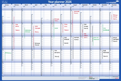 Jaarplanner 2026 Legamaster 1 persoon 90x60cm horizontaal gelamineerd Engelstalig-2