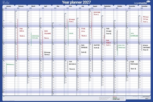 Jaarplanner 2027 Legamaster 1 persoon 90x60cm horizontaal gelamineerd Engelstalig-3