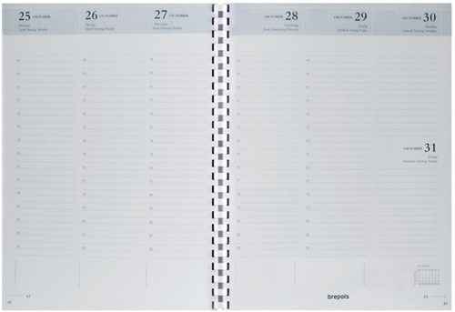 Agendavulling 2027 Brepols Timing 7dagen/2pagina's spiraal wit