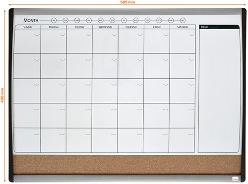 Whiteboard Nobo magnetische planner met prikbord van kurk 58,5x43cm-2