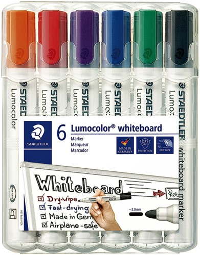 Viltstift Staedtler Lumocolor 351 whiteboard set à 6 stuks assorti