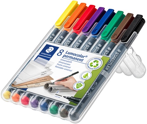 Viltstift Staedtler Lumocolor 318 permanent F set à 8 stuks assorti-2