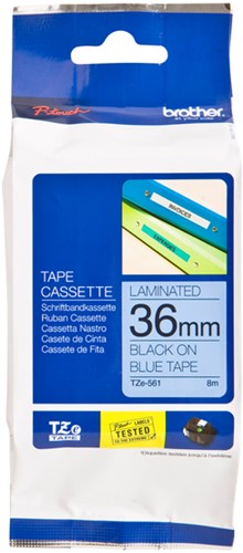 Labeltape Brother P-touch TZe-561 standaard 36mm zwart op blauw