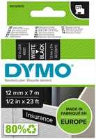 Labeltape Dymo LabelManager D1 polyester 12mmx7m wit op zwart