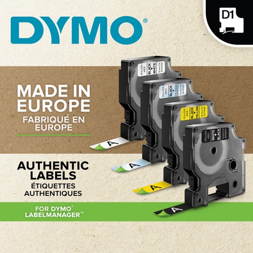 Labeltape Dymo LabelManager D1 polyester 19mmx5,5m zwart op wit-2