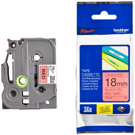 Labeltape Brother P-touch TZe-441 standaard 18mm zwart op rood-3