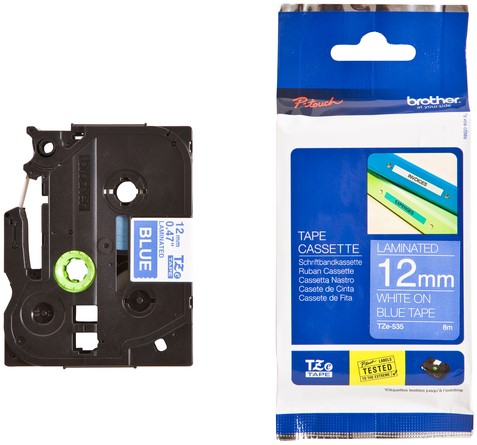 Labeltape Brother P-touch TZe-535 standaard 12mm wit op blauw-3