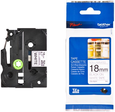 Labeltape Brother P-touch TZe-N241 ongelamineerd 18mm zwart op wit-3