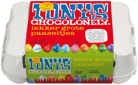 Chocolade Tony's Chocolonely paaseitjes doos mix 12 stuks