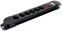 Stekkerdoos Perel 6-voudig beveiligd 1.5m zwart FR/BE