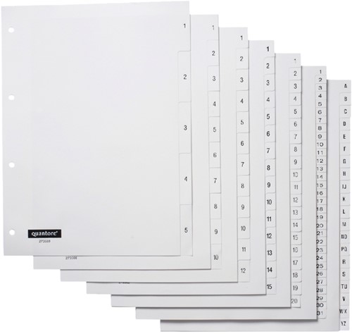 Tabbladen Quantore 4-gaats 1-12 genummerd wit PP-2