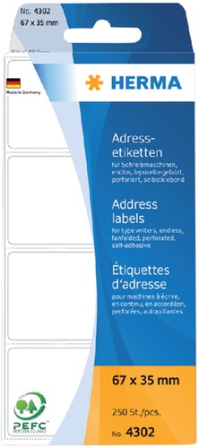 Etiket HERMA adres 4302 67x35mm zig-zag 250 stuks